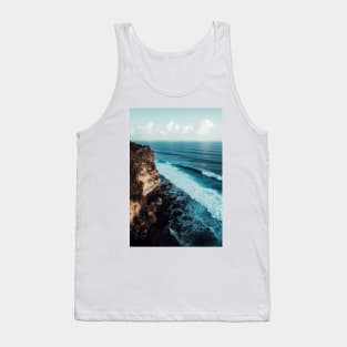 Cliffside Blue Ocean Waves - Aesthetic Tank Top